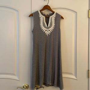 Max studio striped dress with embroidery detail